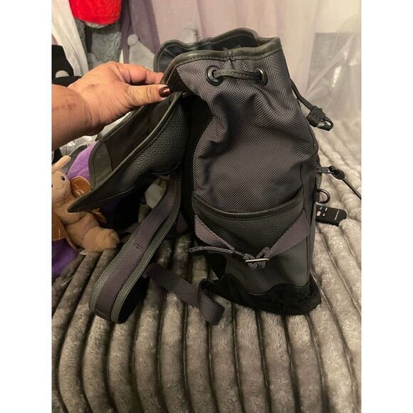 Coach grey leather black suede manhatten rucksack backpack Coach grey leather black suede leage flap rucksack backpack  main image 2